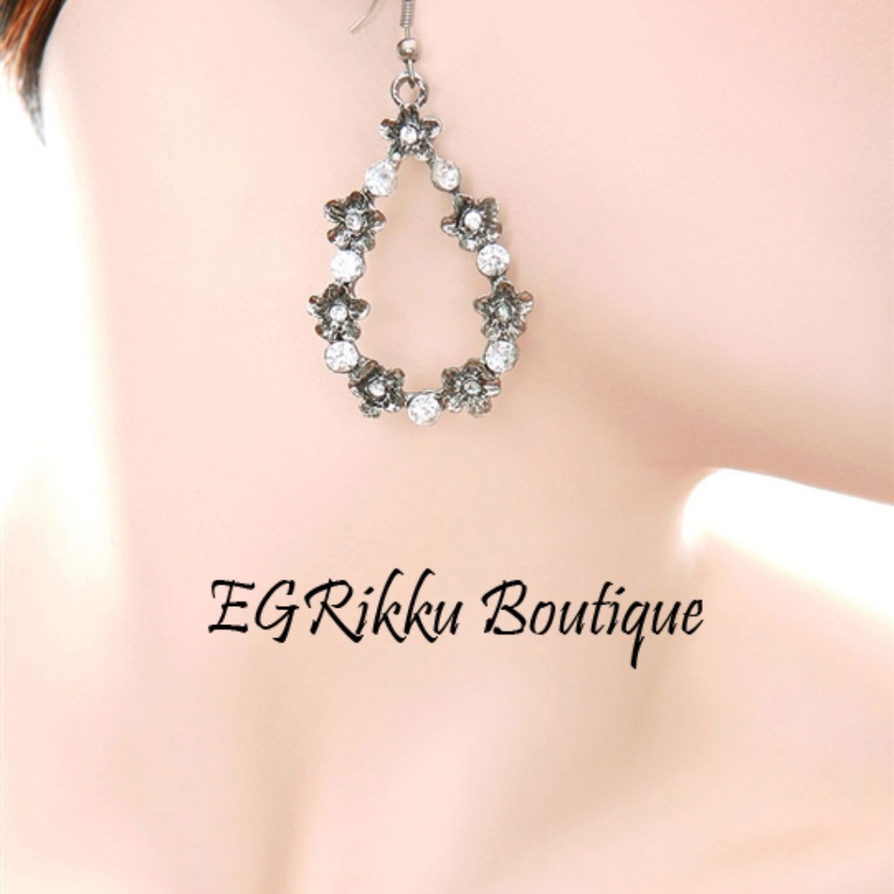 Silver Gold or Black Flower Earrings